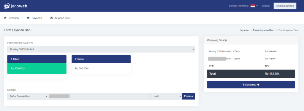 form layanan order hosting jagoweb